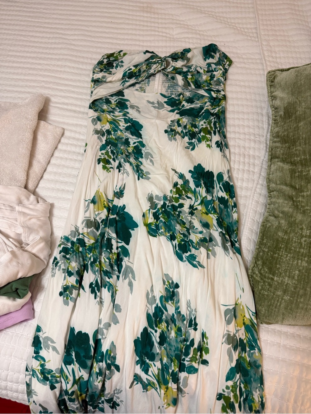 Petal & Pup White Strapless Maxi Dress with Teal Floral Print - Picture 6 of 7